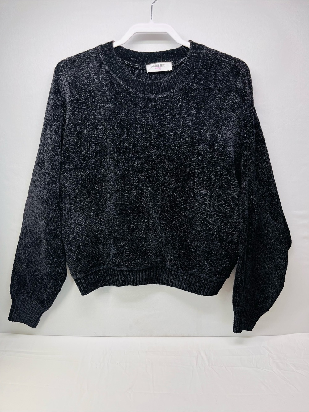 Double Zero Black Chenille Scoop Neck Sweater